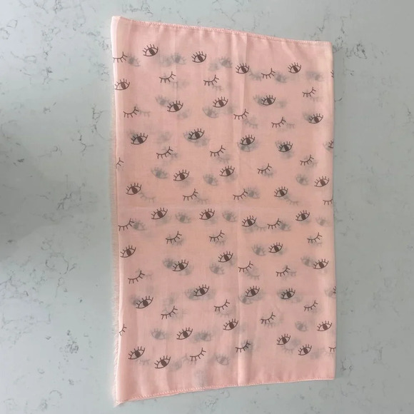 Memories Soft Fringed Polyester Cotton Scarf/Wrap w Playful Eye Print Pale Peach - Picture 5 of 12